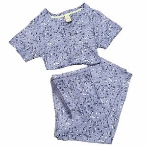 Lucky Brand Blue Floral Abstract Matching PJ Loungewear Set Size Medium